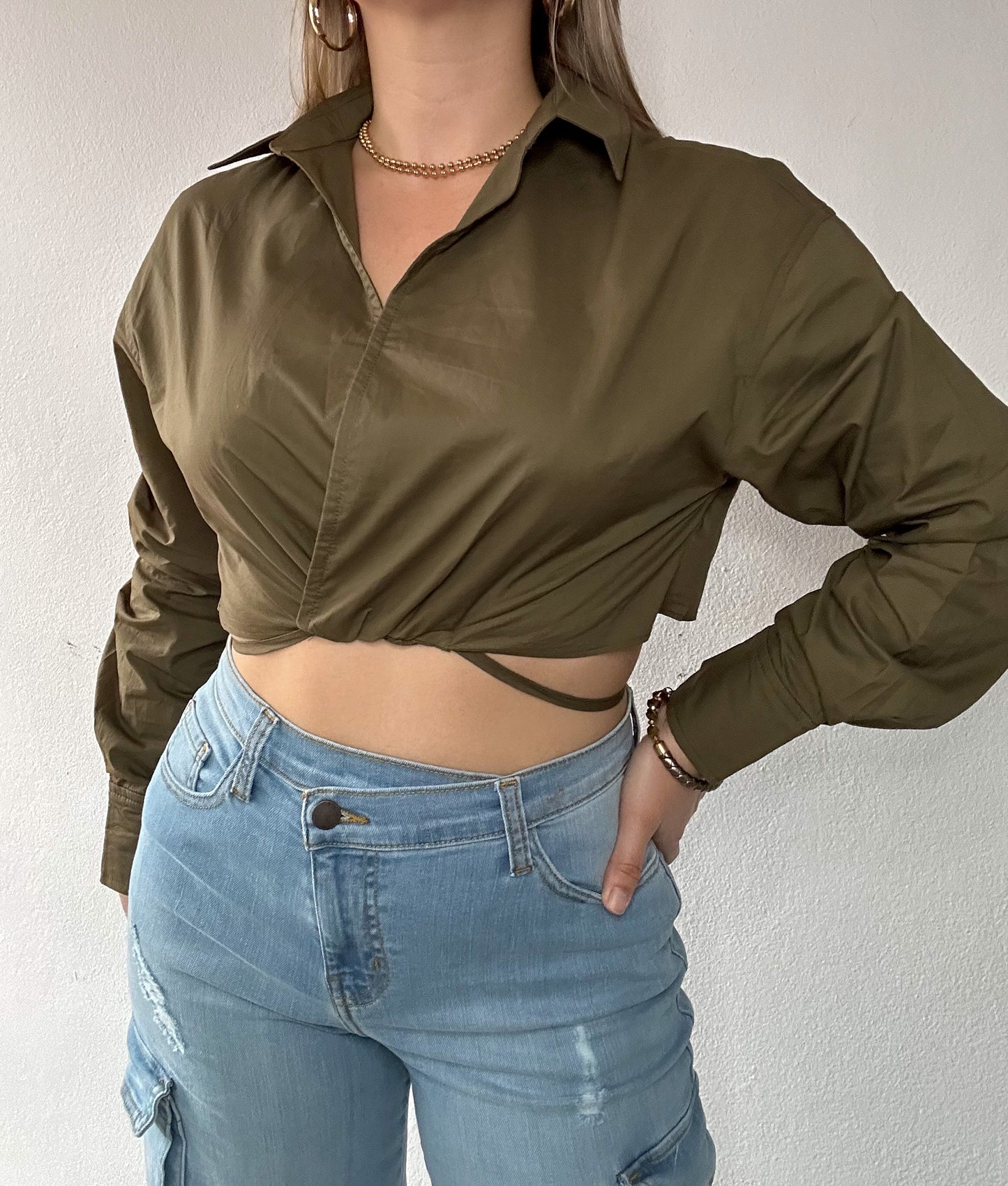 Army Green Crop Top